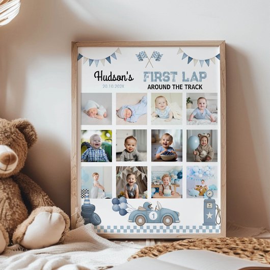 Racecar First Lap Around The Track Photo Milestone Poster