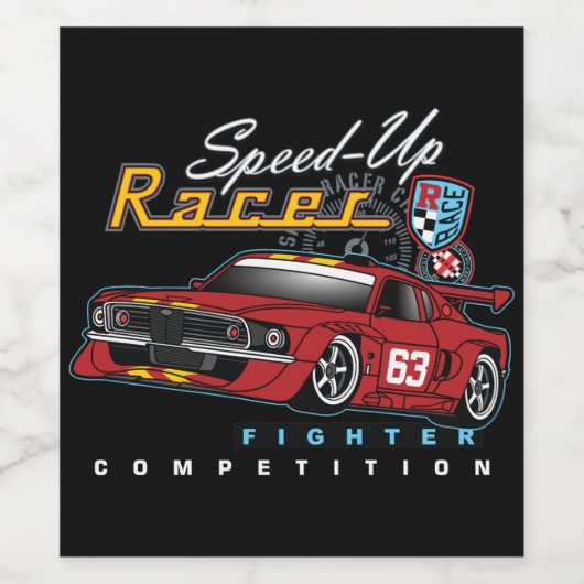 Racecar _ Motor 12 Wijn Etiket (Enkel label)