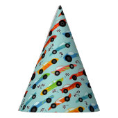 Racecar patroon auto verjaardagsfeest feesthoedjes (Links)