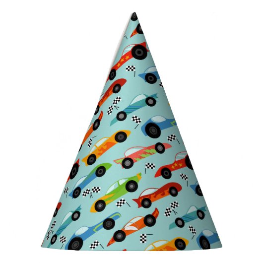 Racecar patroon auto verjaardagsfeest feesthoedjes (Links)