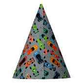 Racecar patroon auto verjaardagsfeest feesthoedjes (Achterkant)