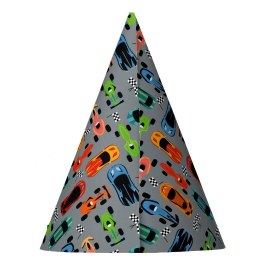 Racecar patroon auto verjaardagsfeest feesthoedjes (Achterkant)