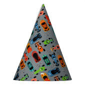 Racecar patroon auto verjaardagsfeest feesthoedjes (Links)