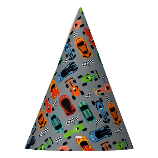 Racecar patroon auto verjaardagsfeest feesthoedjes (Links)