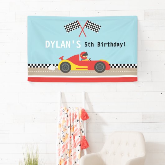 Racecar Racer Boys Birthday Party Personalized Spandoek (Insitu)