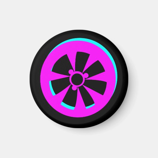 Racecar Rim Neon Pink Black Magneet (Voorkant)