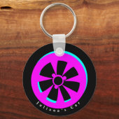 Racecar Rim Neon Pink Black Sleutelhanger (Voorkant)