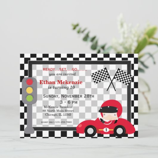 Racecar-verjaardag Kaart (Staand voorkant)