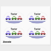 Racecars en Stripes Ovale Sticker (Vel)