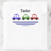 Racecars en Stripes Ovale Sticker (Tas)