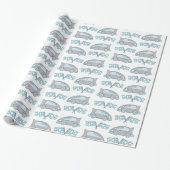 Racecars en vlaggen op wit patroon cadeaupapier (Uitgerold)