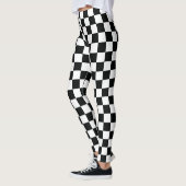 Racefacteerpatroon met zwarte vlag: wit chequepatr leggings (Links)