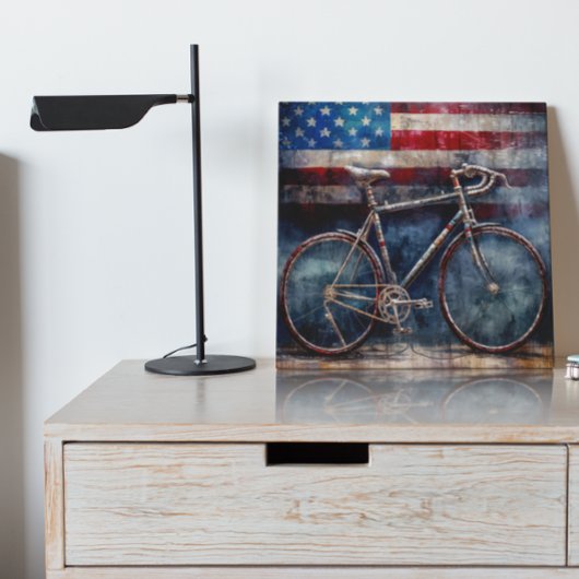 racefietel op acryl - amerikaanse achtergrond