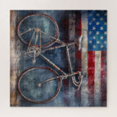 racefietel op acryl - amerikaanse achtergrond legpuzzel (Horizontaal)