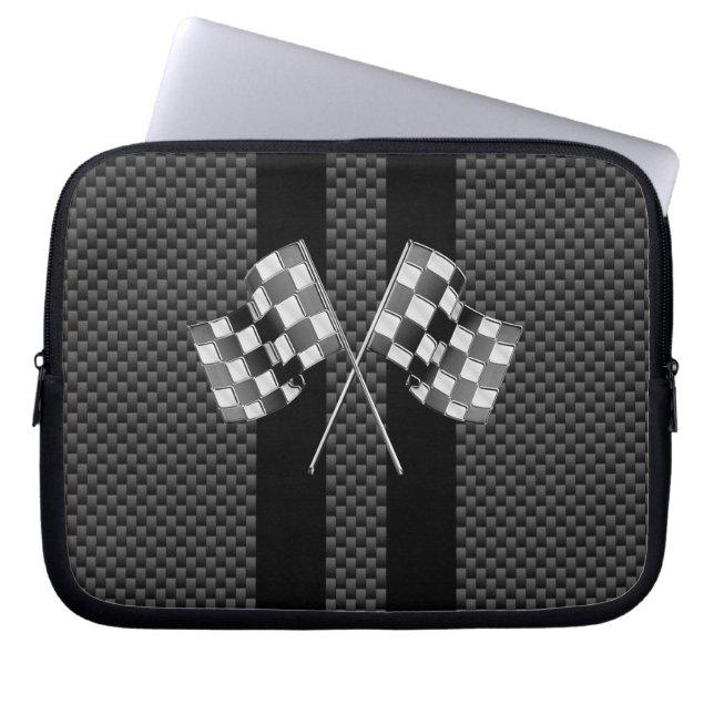 Raceflakken ontwerpen op Stripes Carbon Style Laptop Sleeve (Voorkant)