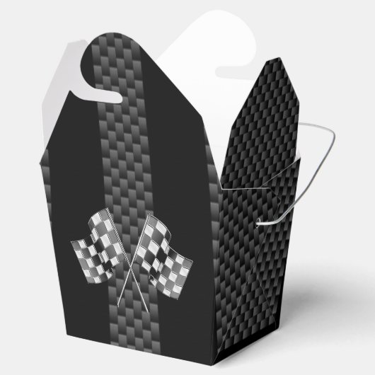 Raceflakken op stripes Carbon Fiber-achtige stijl Bedankdoosjes (Geopend)