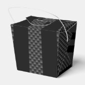 Raceflakken op stripes Carbon Fiber-achtige stijl Bedankdoosjes (Achterkant)