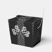 Raceflakken op stripes Carbon Fiber-achtige stijl Bedankdoosjes (Voorkant Zijde)
