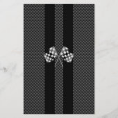 Raceflakken op stripes Carbon Fiber-achtige stijl Briefpapier (Voorkant)