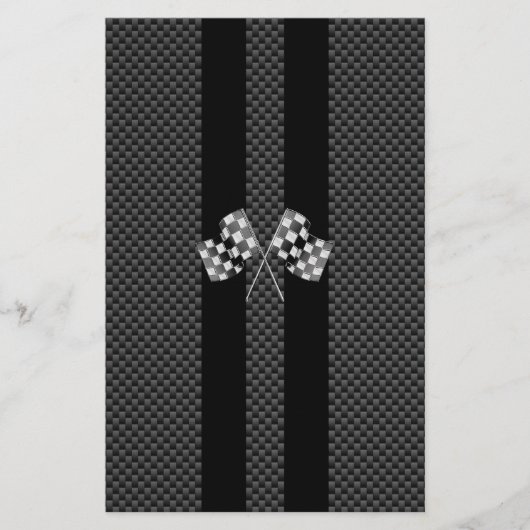 Raceflakken op stripes Carbon Fiber-achtige stijl Briefpapier (Voorkant)