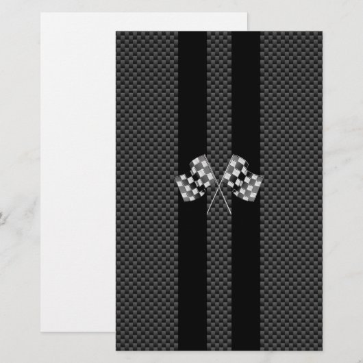 Raceflakken op stripes Carbon Fiber-achtige stijl Briefpapier (Voorkant / Achterkant)