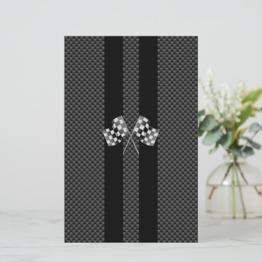 Raceflakken op stripes Carbon Fiber-achtige stijl Briefpapier (Staand voorkant)