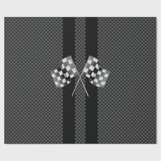 Raceflakken op stripes Carbon Fiber-achtige stijl Cadeaupapier (Vlak)