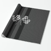 Raceflakken op stripes Carbon Fiber-achtige stijl Cadeaupapier (Uitgerold)