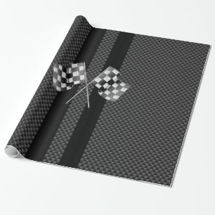 Raceflakken op stripes Carbon Fiber-achtige stijl Cadeaupapier
