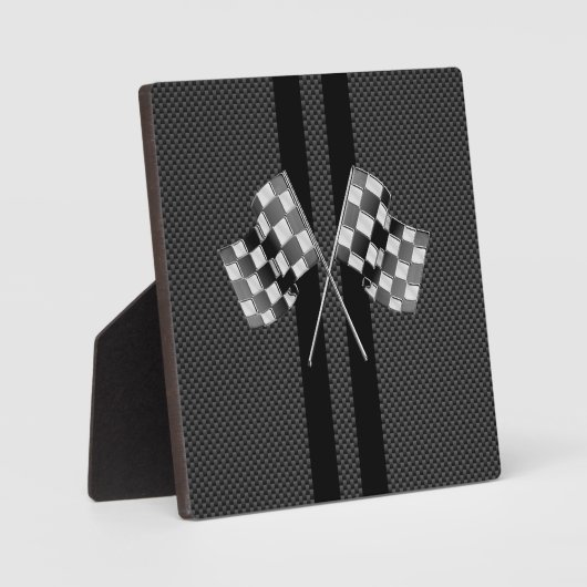Raceflakken op stripes Carbon Fiber-achtige stijl Fotoplaat (Voorkant)