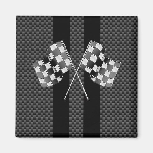 Raceflakken op stripes Carbon Fiber-achtige stijl Magneet (Voorkant)