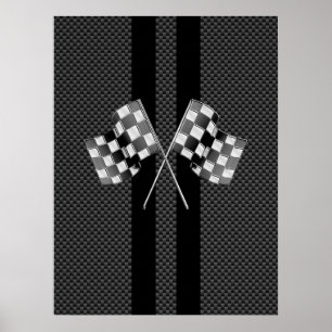 Raceflakken op stripes Carbon Fiber-achtige stijl Poster