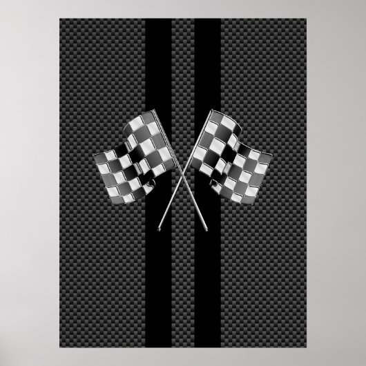 Raceflakken op stripes Carbon Fiber-achtige stijl Poster (Voorkant)
