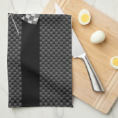 Raceflakken op stripes Carbon Fiber-achtige stijl Theedoek (Quarter Fold)