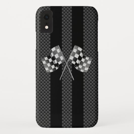 Raceflakken op zwarte strippes Case-Mate iPhone case (Achterkant)
