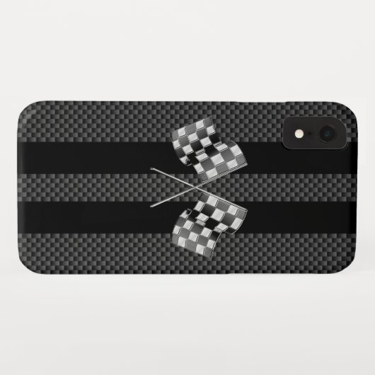 Raceflakken op zwarte strippes Case-Mate iPhone case (Achterkant (horizontaal))