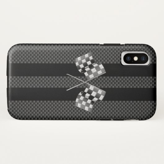 Raceflakken op zwarte strippes Case-Mate iPhone case (Achterkant (horizontaal))