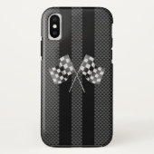 Raceflakken op zwarte strippes Case-Mate iPhone case (Achterkant)