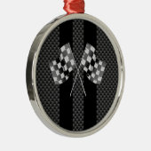 Raceflakken op zwarte strippes metalen ornament (Rechts)