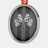 Raceflakken op zwarte strippes metalen ornament (Links)