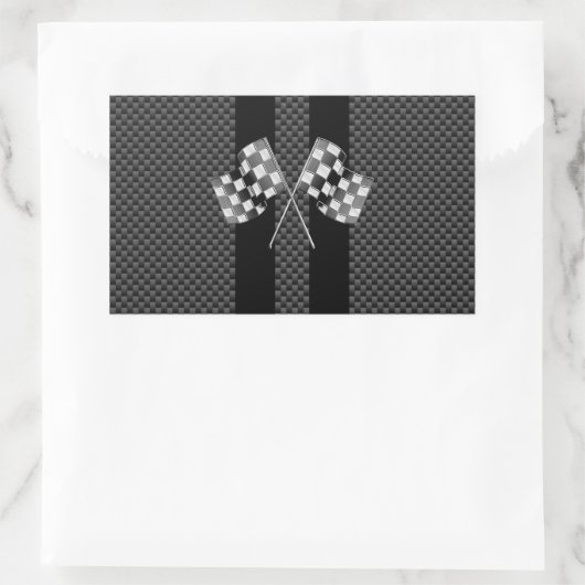 Raceflakken op zwarte strippes rechthoekige sticker (Tas)