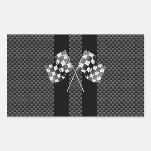 Raceflakken op zwarte strippes rechthoekige sticker (Voorkant)