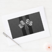 Raceflakken op zwarte strippes rechthoekige sticker (Envelop)