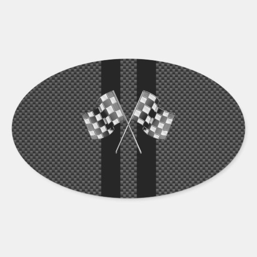 Racefluiken in koolstofvezelstijldecor ovale sticker (Voorkant)