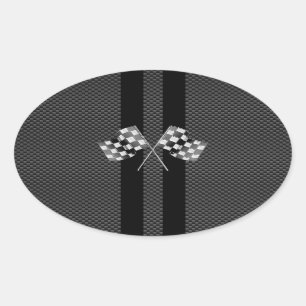 Racefluiken in koolstofvezelstijldecor ovale sticker