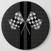 Racefluiken in koolstofvezelstijldecor ronde button 6,0 cm (Voorkant)