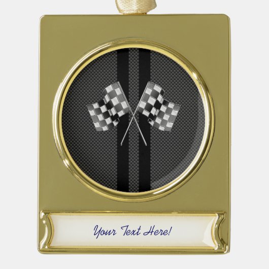 Racefluiken in koolstofvezelstijldecor verguld banner ornament (Voorkant)