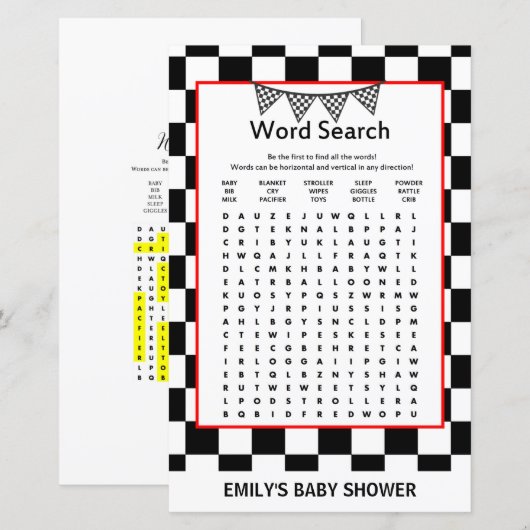 Racefraceergom Baby shower (Voorkant / Achterkant)