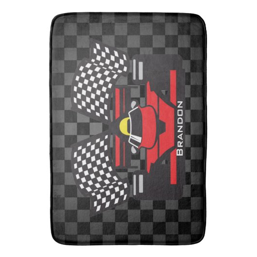 Racefunctionaris voor ontwerp van racebus badmat (Voorkant Verticaal)