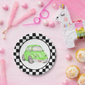 racegestuurde vlag groene Waterverf auto Papieren Bordje (Feest)